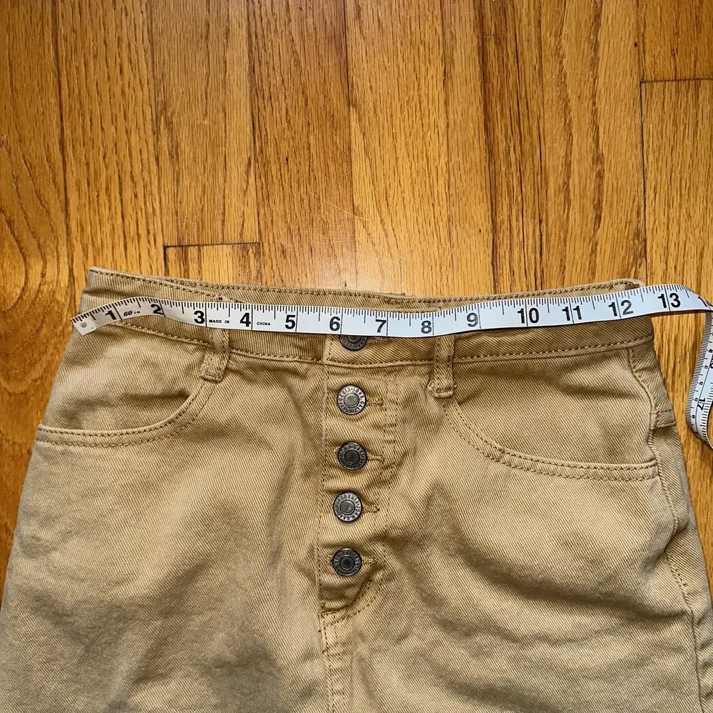 J. Galt Skirt Womens Small Khaki Button Fly Denim Mini 5-Pocket High Waist‎